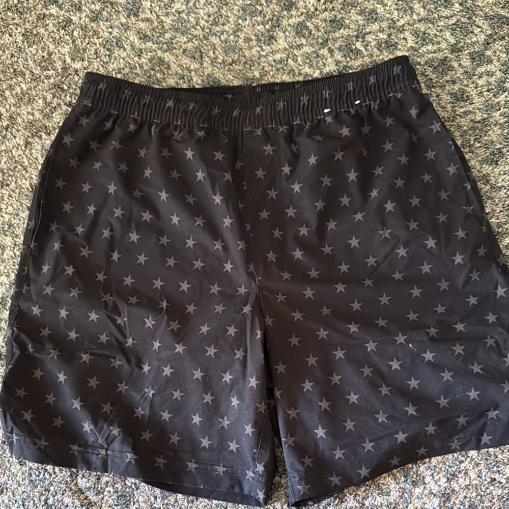 Chubbier Black Star Pattern Men's Swim Shorts with rash gaurd